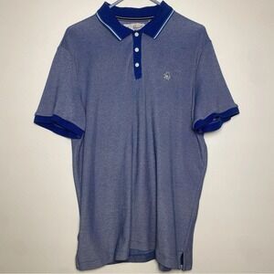 Original Penguin Munsingwear Polo Mens XL Textured Knit Blue White Classic Shirt